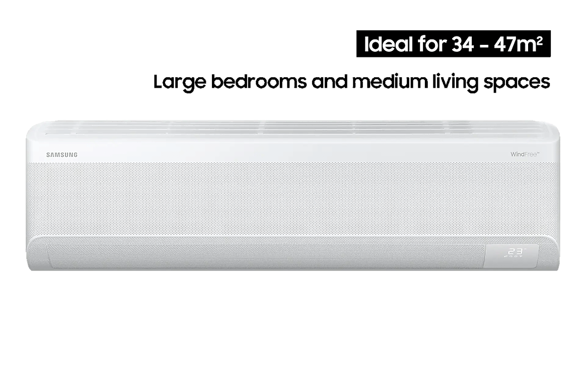 Samsung WindFree AR18 5.0 kW high-wall unit, ideal for rooms 34–47 square metres
