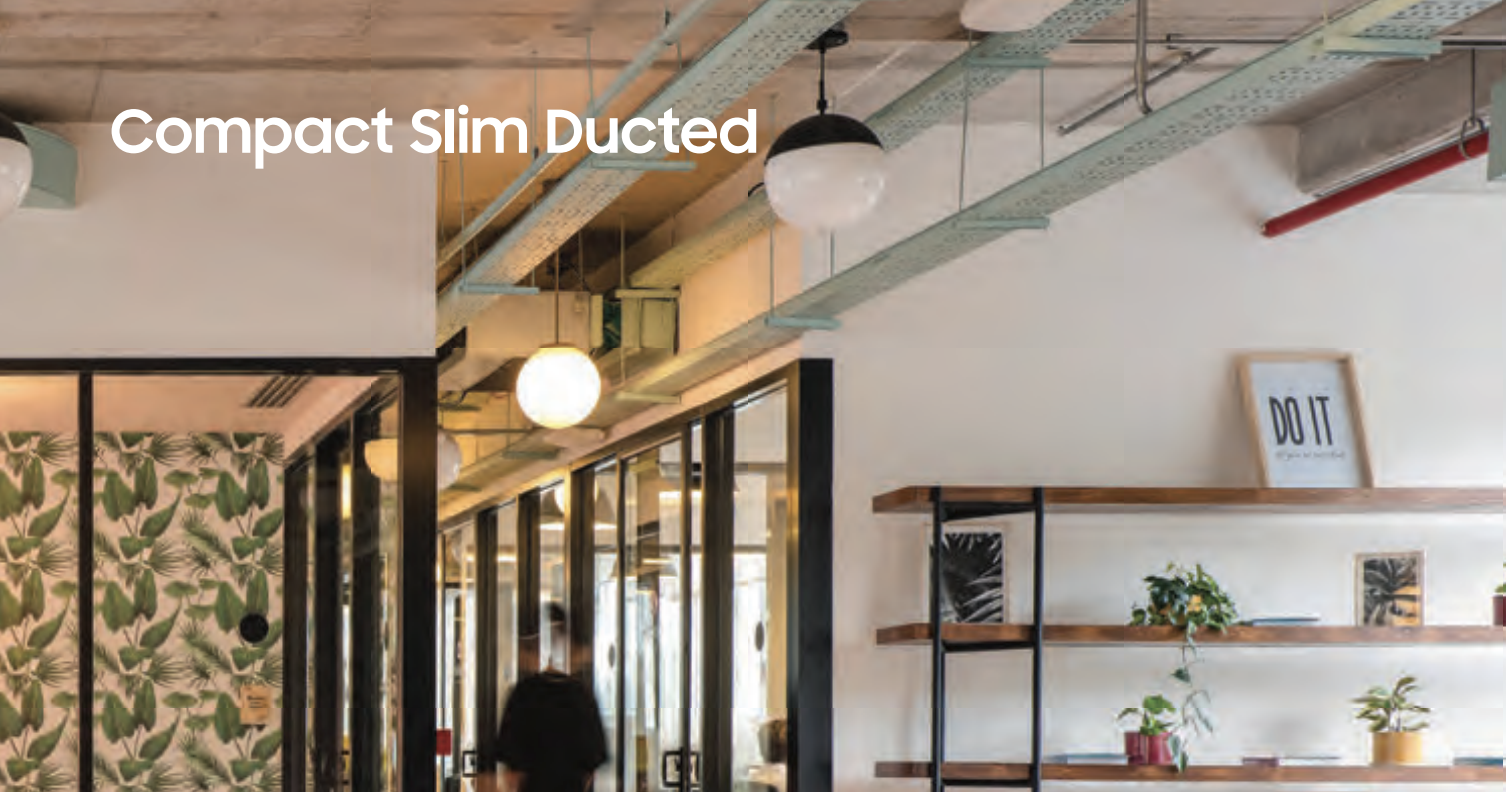 Compact Slim Ducted air conditioning installed above a modern interior